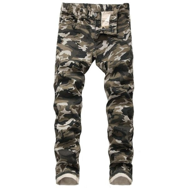 Men's Side Zip Reflective Cargo Pants, Camouflage / 2XL - Waist 72 cm