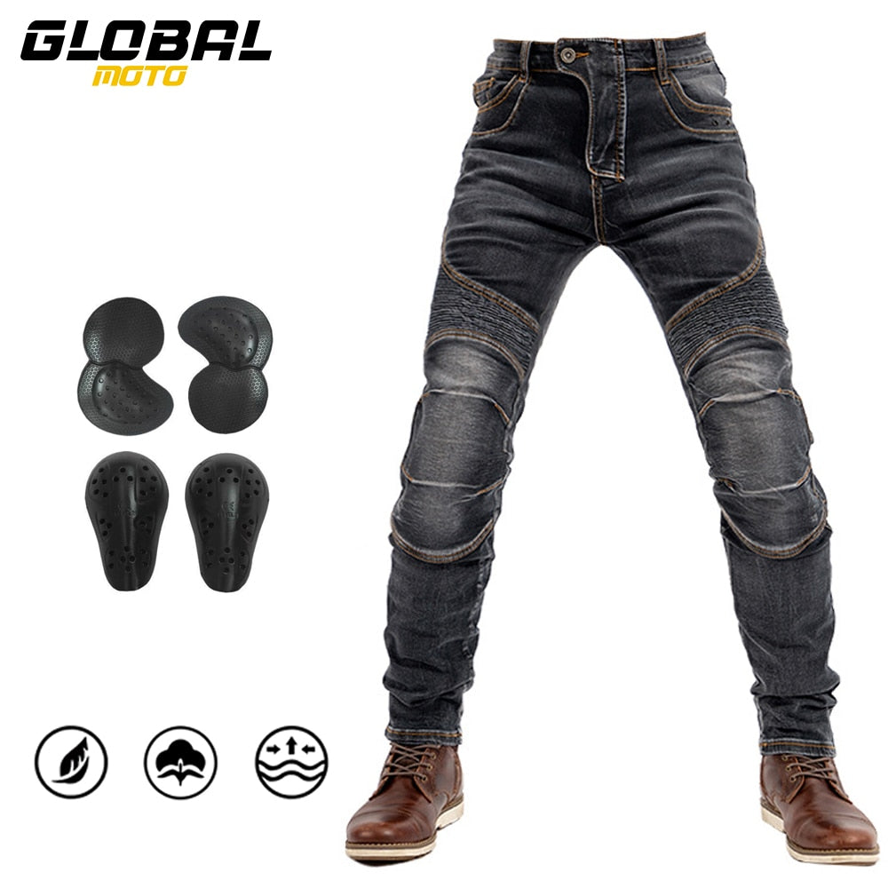 Motorcycle Riding Jeans Armor Racing Cycling Pants with 4 Knee Hip  Protective Pads S28 Blue  Amazonin Car  Motorbike