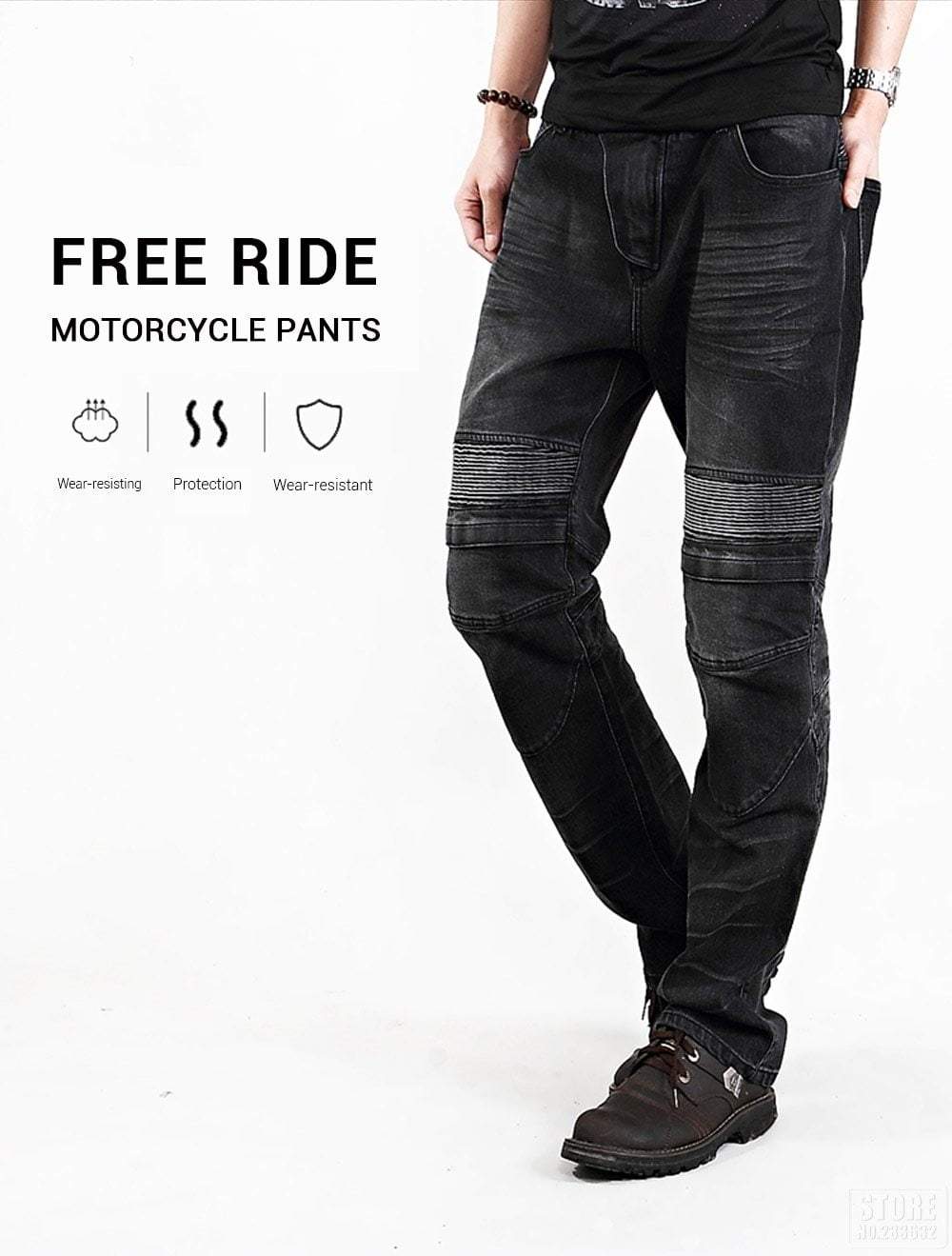 Biker pants made of eco-leather black | Vivons